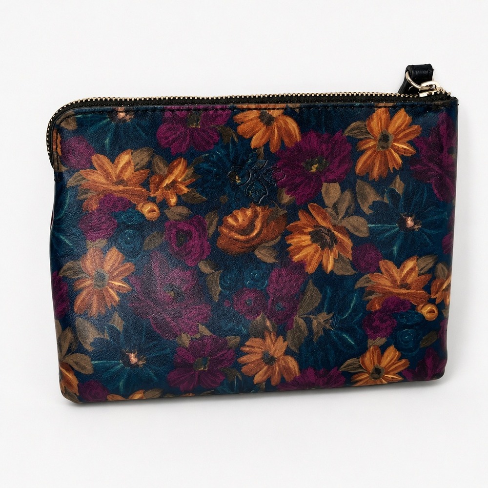 Patricia Nash Leather Floral Wristlet Clutch Bag Multicolored Zip Pouch - Picture 2 of 8